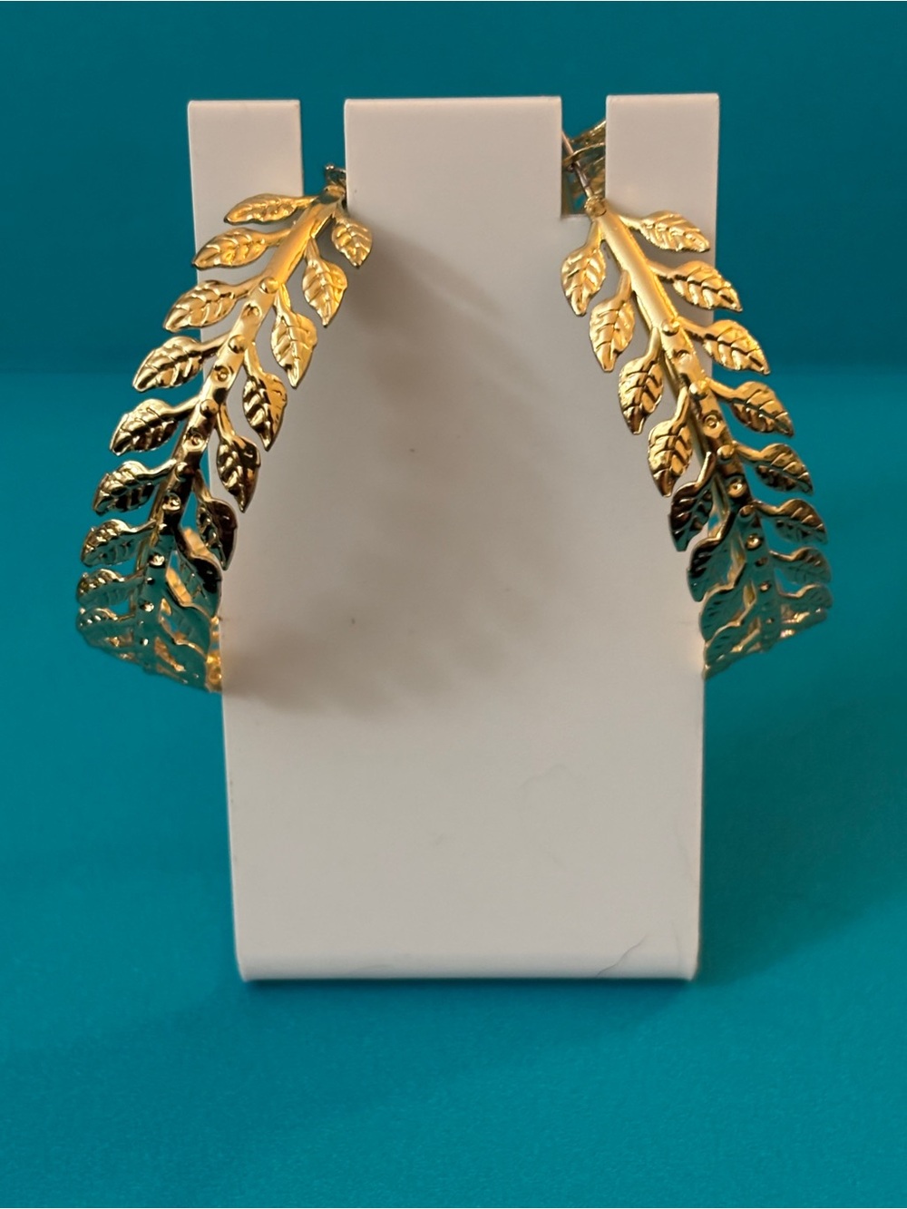 Gold Leaf Hoop Earrings
